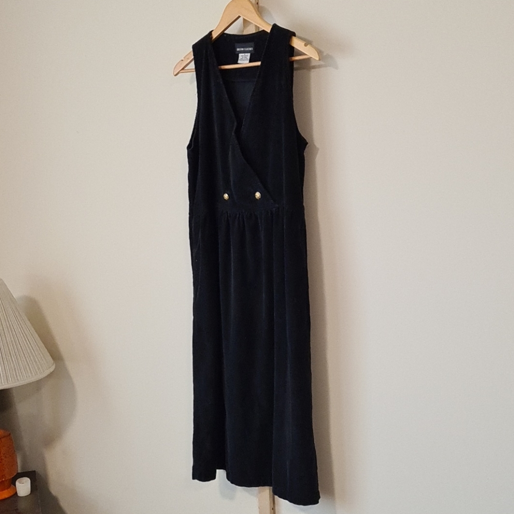Vintage 90s Corduroy Black Dress Size 8